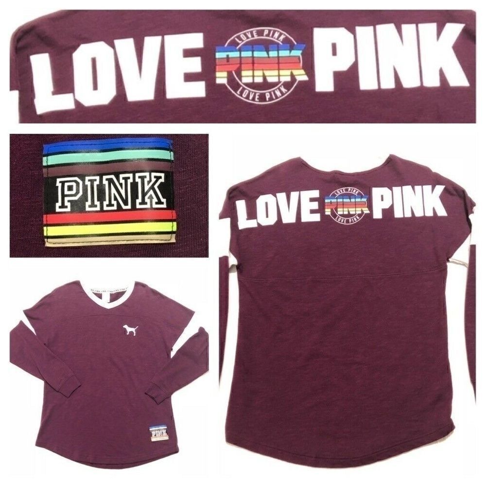 Victoria's Secret PINK Varsity V Neck Sweatshirt Oversized XS
